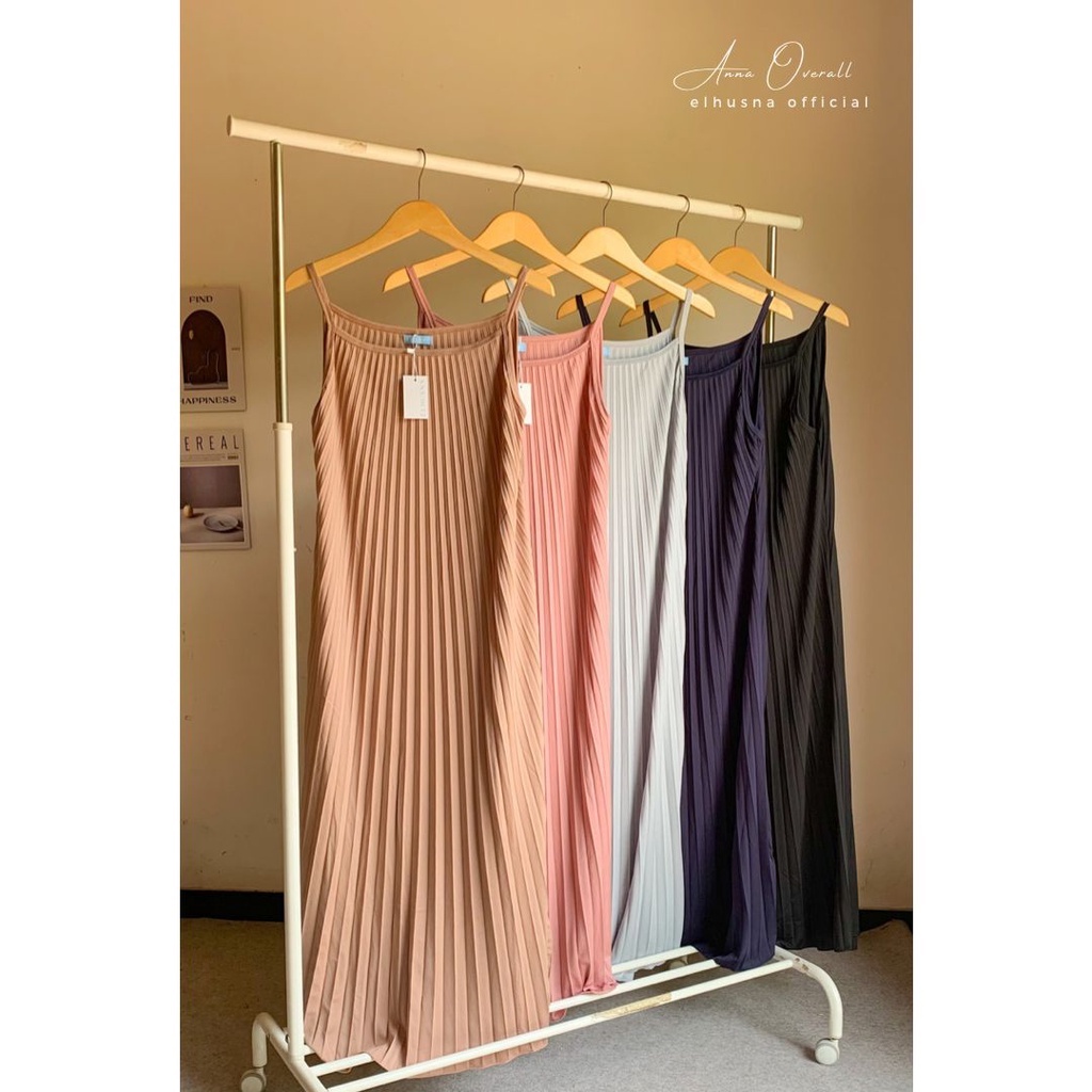 [𝐄𝐥𝐡𝐮𝐬𝐧𝐚] Anna Overall/ Overall plisket / Slip dress / Circle dress overall / Overall wanita