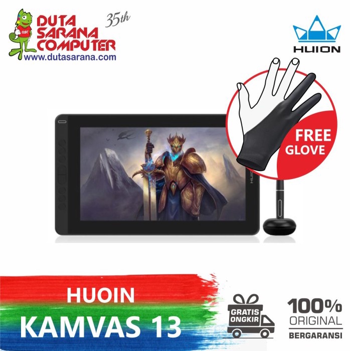 New Huion Kamvas 13 (Android Ready) Display Pen Tablet Garansi Resmi