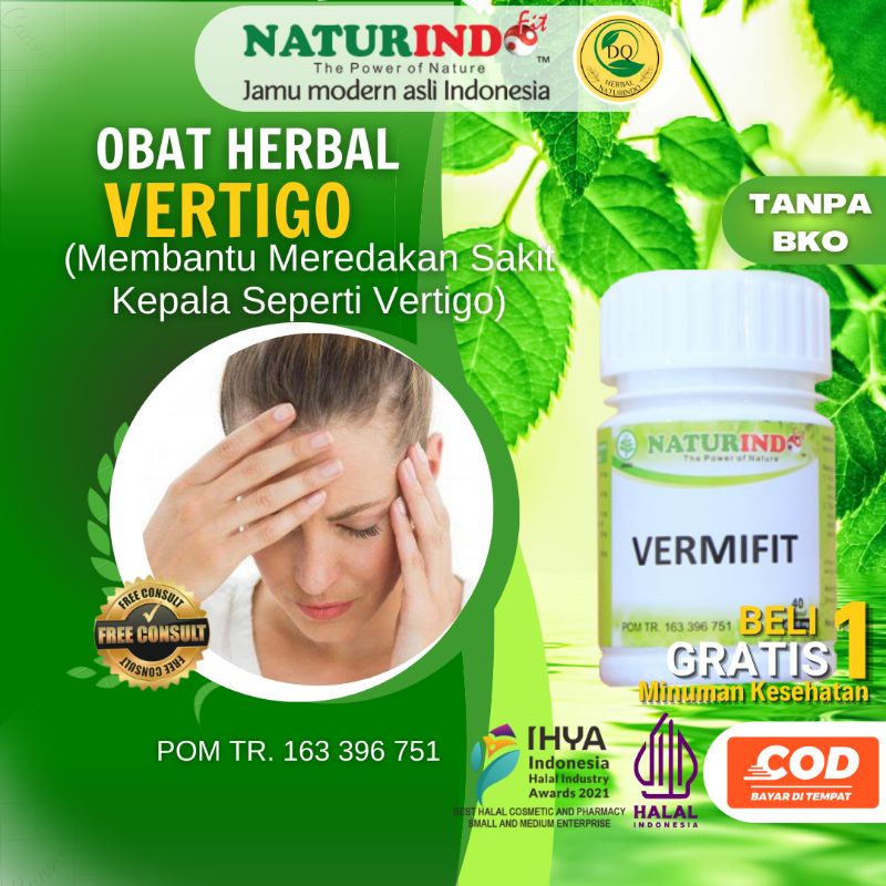 Jual Obat Vertigo Herbal Sakit Kepala Vermifit Naturindo Migrain