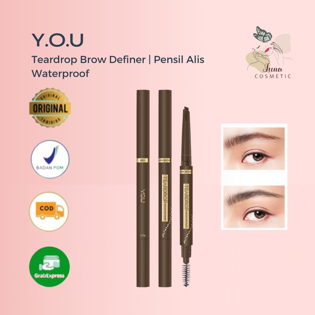 YOU Teardrop Brow Definer | Pensil Alis Waterproof | Pigmented Tahan Lama | Makeup Mata