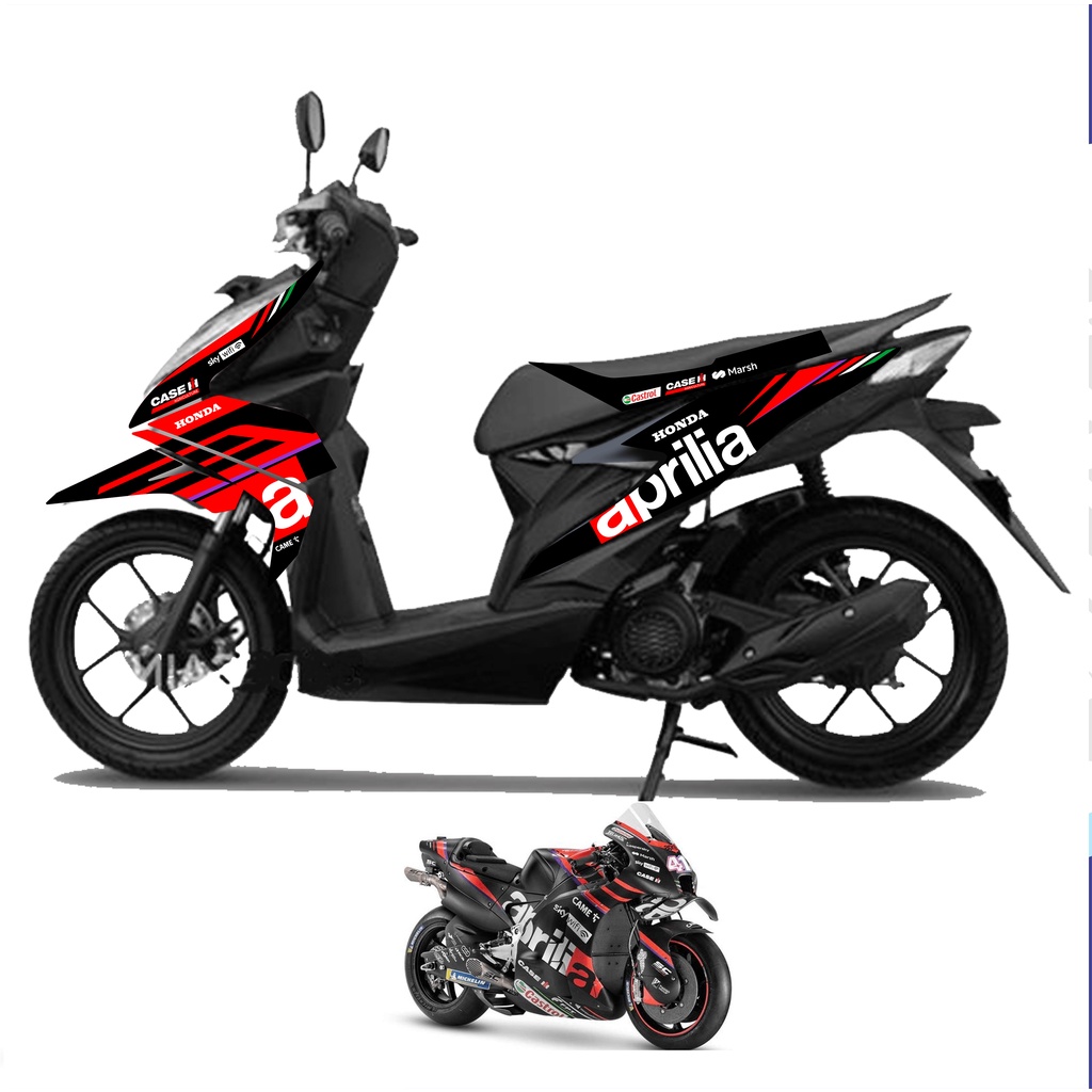 APRILIA Livery - Striping Honda Beat All New Deluxe Variasi 2020 2021 2022 Stiker Motor BeAT Street
