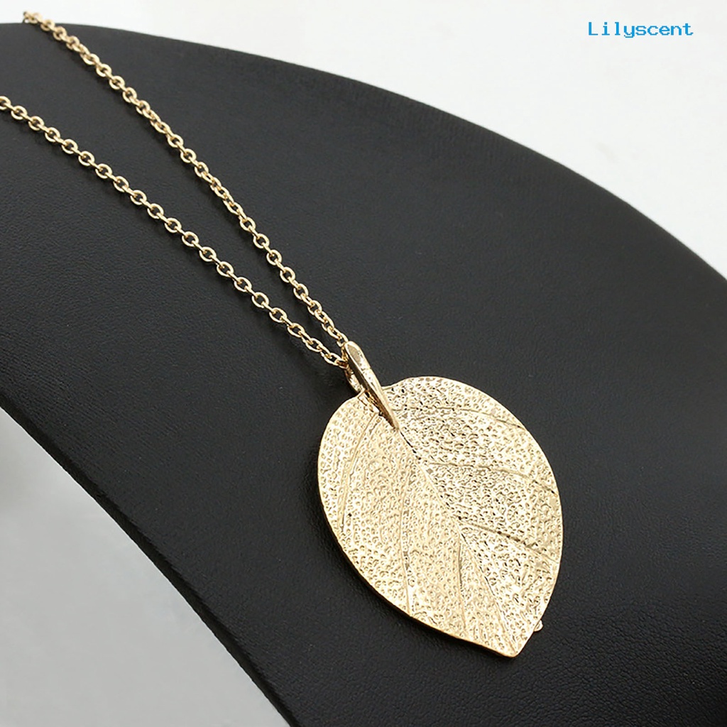 [LS]Chain Elegant Leaf Charm Anggun Tekstur Bening Hias Colorfast Kalung Tanaman Hidup Kekinian