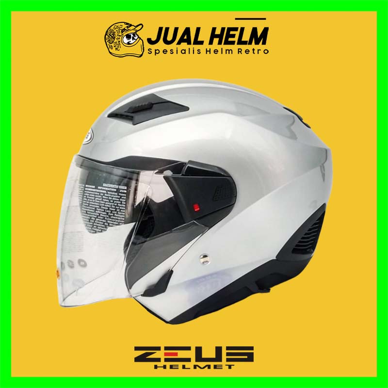 Helm Zeus ZS611 Solid Silver Glossy | Zeus ZS 611 Double Visor