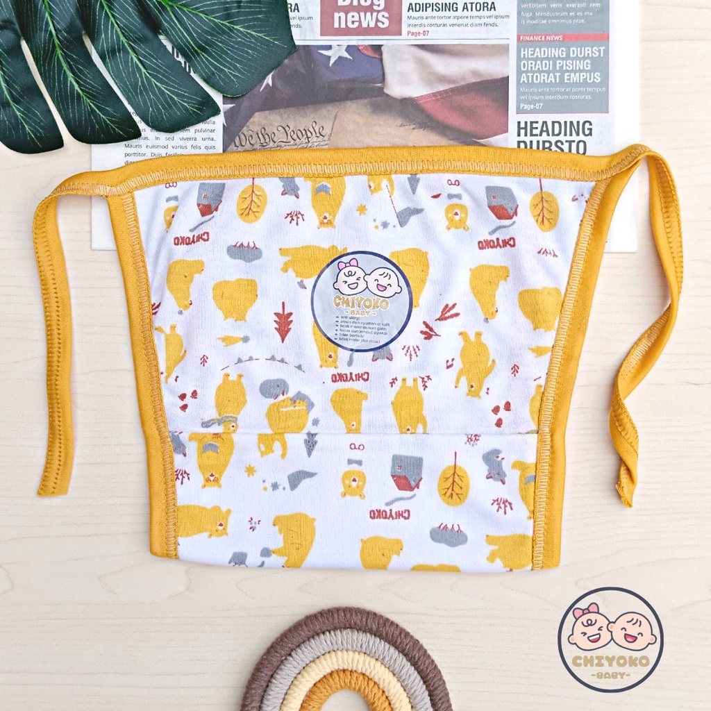 6 Pcs / 12 Pcs Popok Tali Bayi Baru Lahir Double Kain Serian MUSTARD Chiyoko Baby