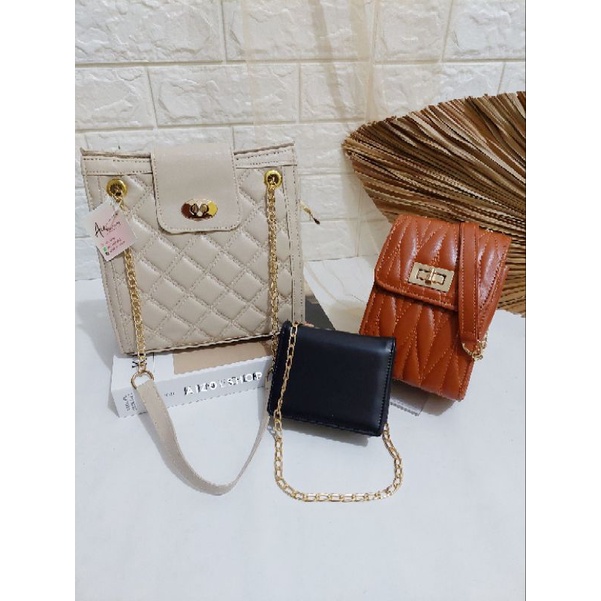 3 pcs Paket usaha ELLEN RACEL DOMPET tas wanita selempang