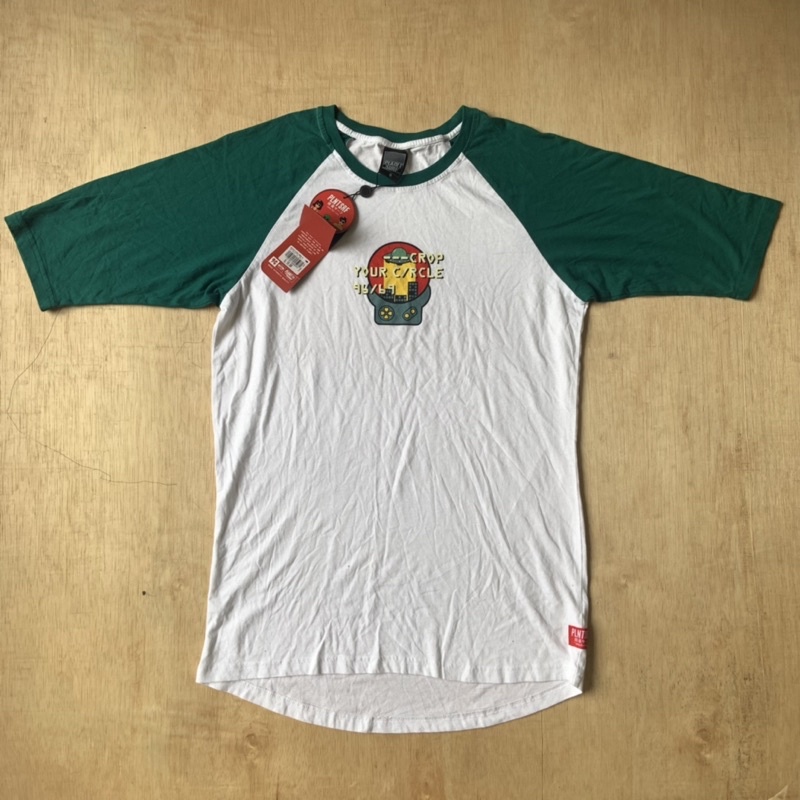 PLANET SURF baju kaos crop raglan hijau NEW ORIGINAL 100%