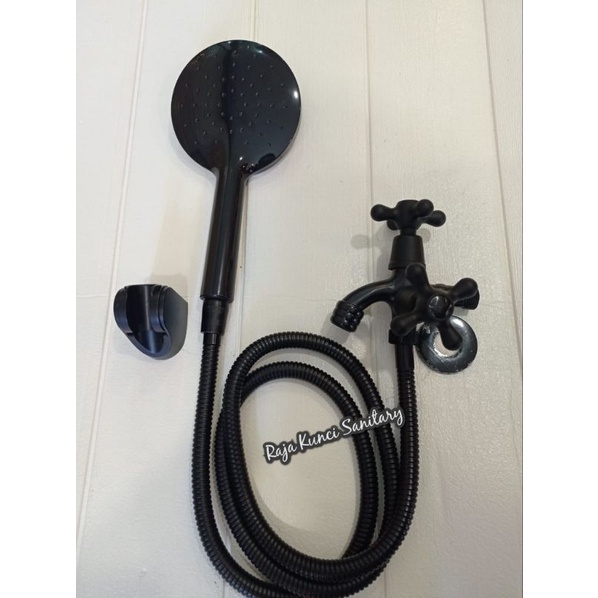 Promo Hand Shower Set Hitam Black/Hand Shower + Kran Hitam/Black