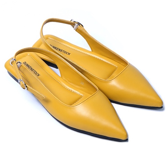 SARASARA YUK - Dunkenstock MIKHA Sepatu Sandal Wanita Flatshoes 1cm Size 36 - 40 Tidak Licin Flat Shoes untuk Kerja Kantoran Kuliah Casual Belleza 37 38 39 Warna Mustard Sara Sara Kekinian Premium Terbaru Shoes Ori Original Mall Official Store