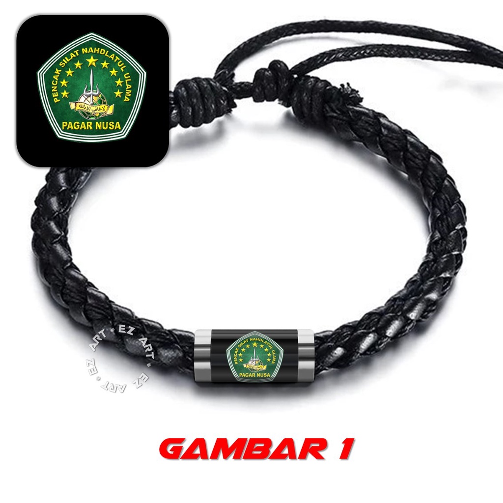 GELANG SIMPLE PAGAR NUSA SILAT PN TALI KULIT KEPANG GAMBAR KACA EPOXY TABUNG STAINLESS STEEL