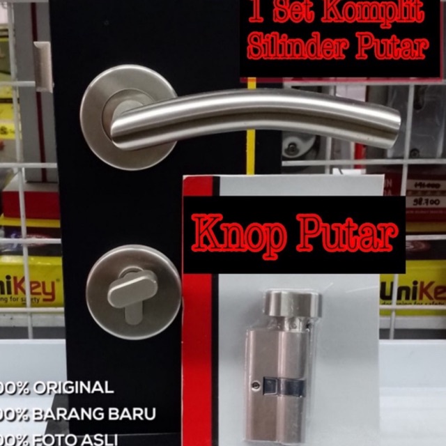 promo kunci pintu minimalis + cylinder knop kodai putar 60 mm set kunci pintu komplit lengkap 1 set 