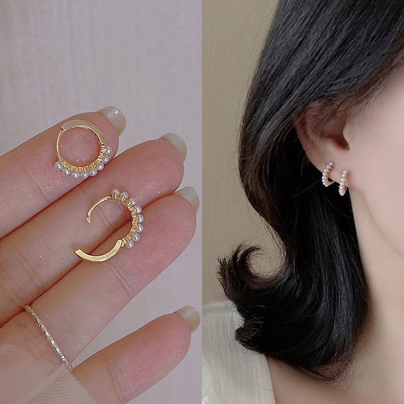 YEEZII Fashion Anting Mutiara Emas Untuk Wanita Hypoallergenic Earring Jewellry Aksesoris