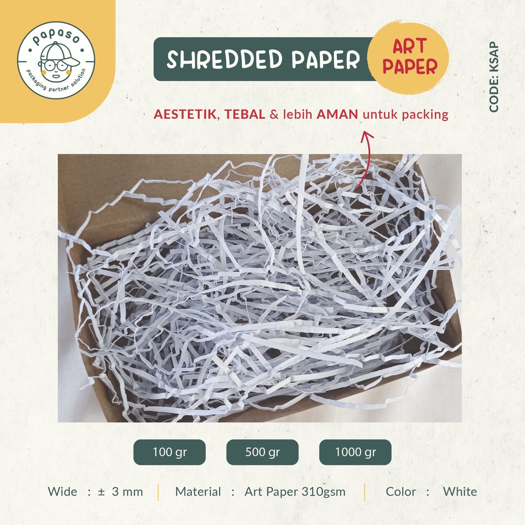 

Kertas Serut Putih Cacah / Shredded Paper / Packing / Hampers / Hias