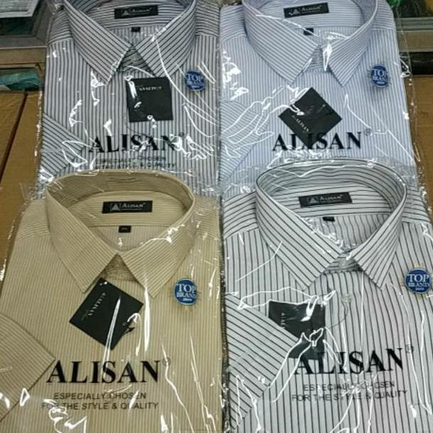 kemeja Alisan motif lengan pendek size jumbo 16,5 sampai 17,5