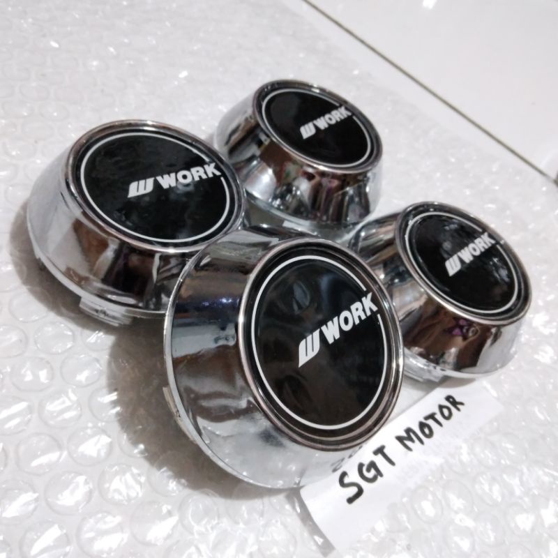 tutup velg dop roda tutup roda racing WORK chrome krucut 6.5 cm