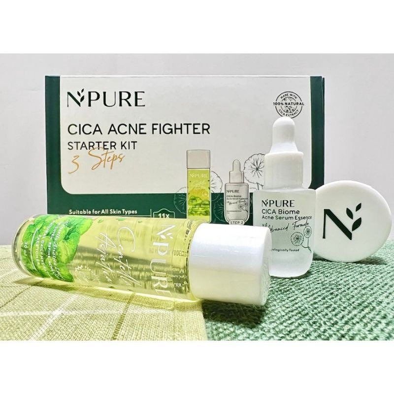 BPOM Npure Cica Acne Fighter Starter Kit Paket Skincare Muka Berjerawat