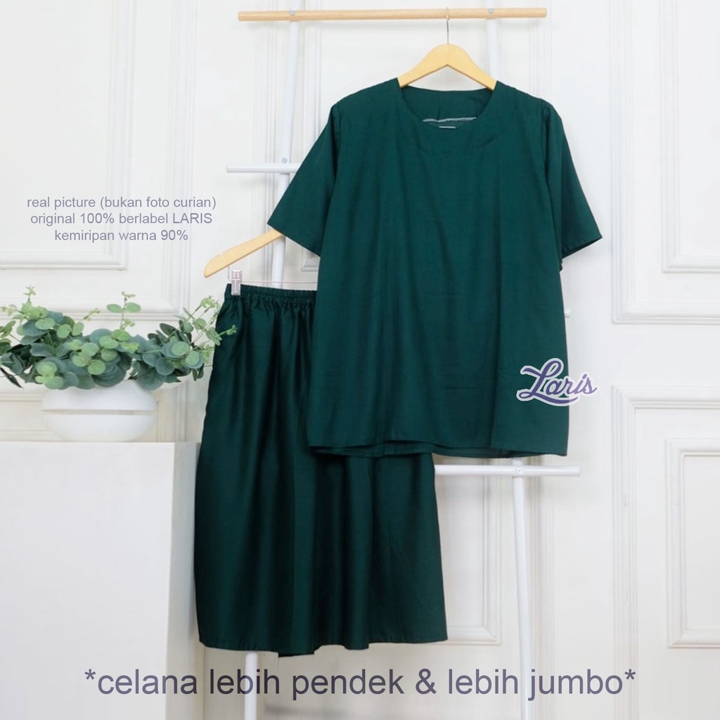 BIGSIZE | XXL 5L LD 120 140 CELANA 3/4 Ukuran Lebih Besar Carita Oneset Oblong Rayon Polos &amp; Motif Setelan Piyama Jumbo Original LARIS