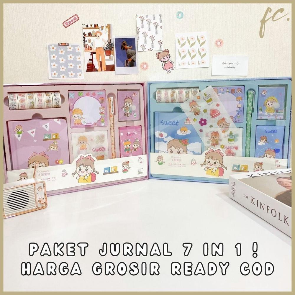 

PAKET JURNAL SET 7 IN 1 AGENDA / GIFT BOX HAMPERS / HADIAH / NOTEBOOK JOURNAL DIARY ALAT BUKU TULIS LENGKAP SCRAPBOOK CUTE GIRL SANRIO CINNAMOROLL MY MELODY PANDA PEACH IMPORT GROSIR READY TERLARISS...,,,,,