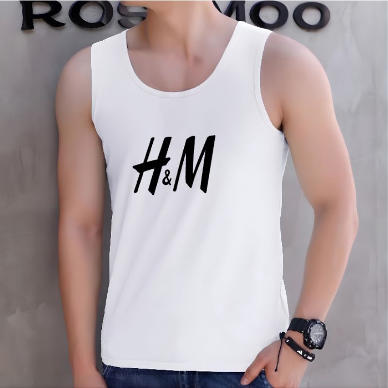Singlet Pria Dewasa HM Kaos Singlet Pria Cotton Combed Kaos Lekbong Pria-Putih