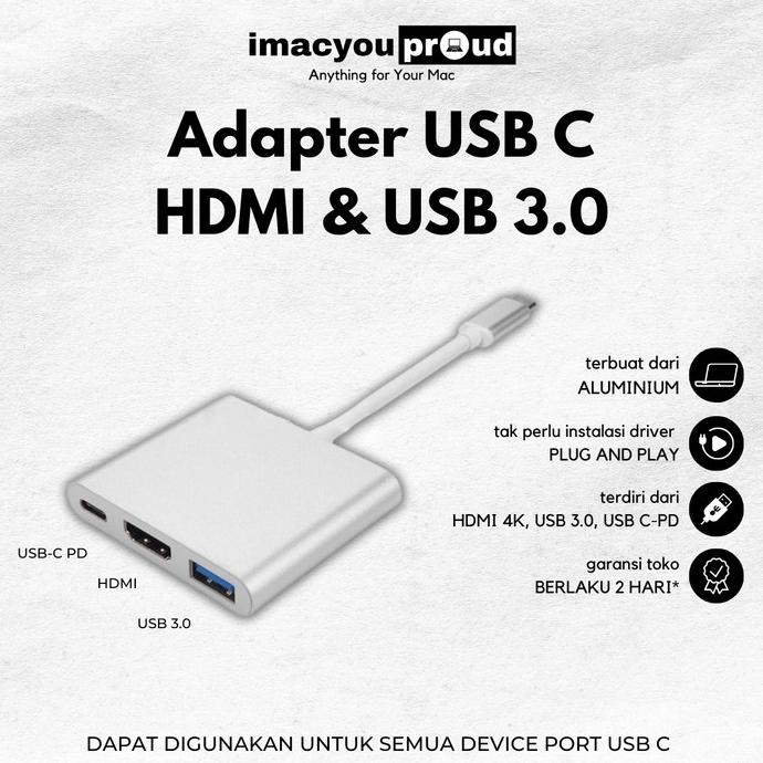 ADAPTER USB TYPE C TO HDMI MULTI PORT USB 3.0 FOR MACBOOK AIR PRO M1