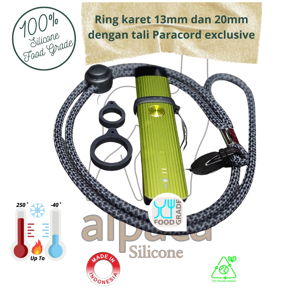 Alpaca Silicone O Ring Elastis/ Tali Kalung Gantungan Lanyard karet silikon Oring