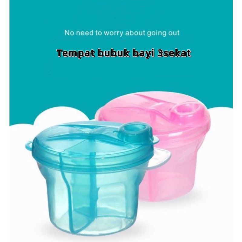 Tempat Susu Bubuk Bayi 3Sekat/Kotak Penyimpanan Susu Traveling