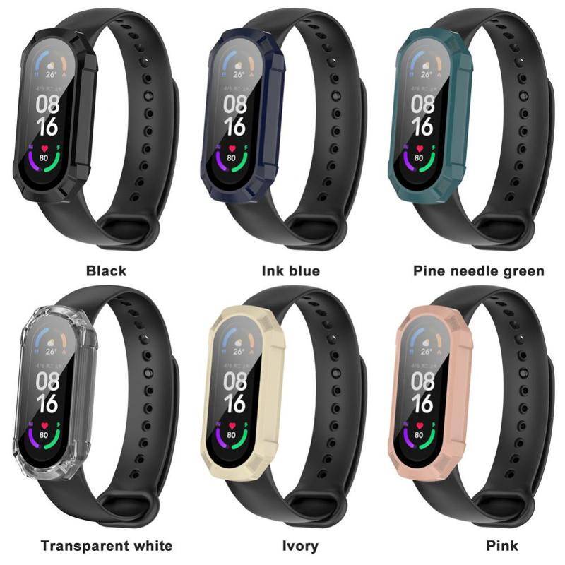 Untuk Xiaomi Mi Band6 Mi 5 4kotak Pelindung Jam Tangan PC+Tempered Film Terintegrasi Watch Case Elektronik Pintar Elektronik Pintar