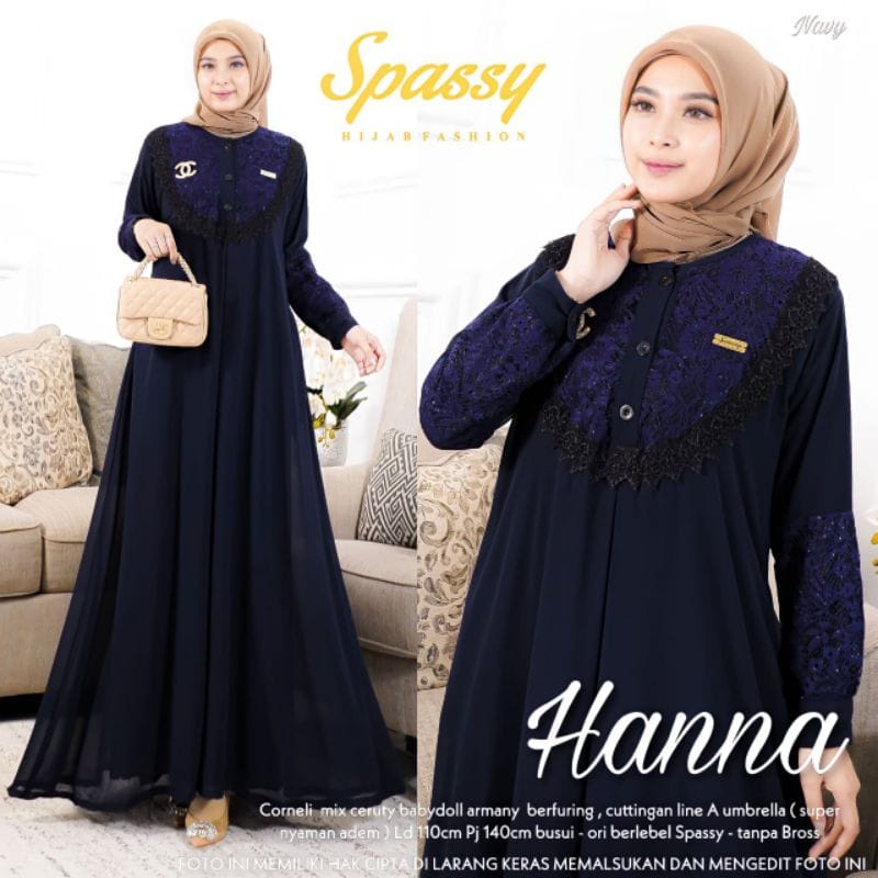 Busana Muslim Wanita Terbaru Hanna Dress Brukat Busui Friendly Outfit Kondangan Baju Wanita Jumbo Gamis Pesta Mewah Elegan