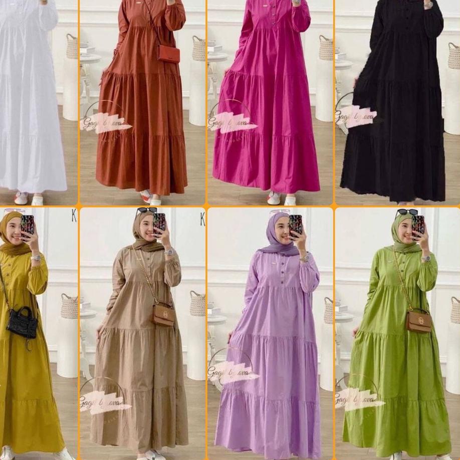 Kirania Dress Midi Rayon twill premium polos putih dress busui dress kekinian minimalis muslim korea
