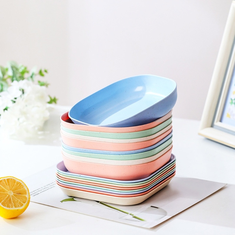 Mary Wheat Straw Dinner Plate Plastics Fruits Plate Microwave Cuci Piring Aman-