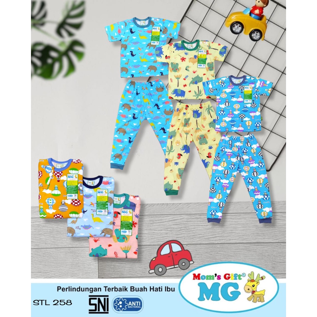 Setelan Baju Bayi Oblong Moms Gift Baju Pendek Celana Panjang Motif Baloon SML XL 4 Bulan - 4 Tahun