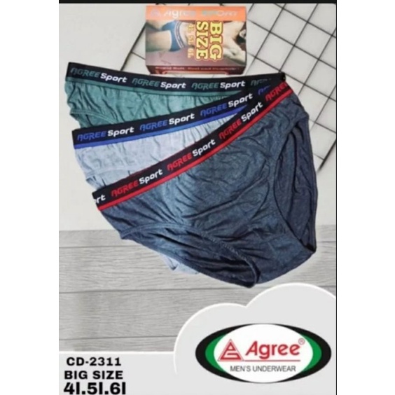 termurah..3 pcs CD Pria Jumbo Agree 4L 5L 6L Celana Dalam Pria Super Jumbo