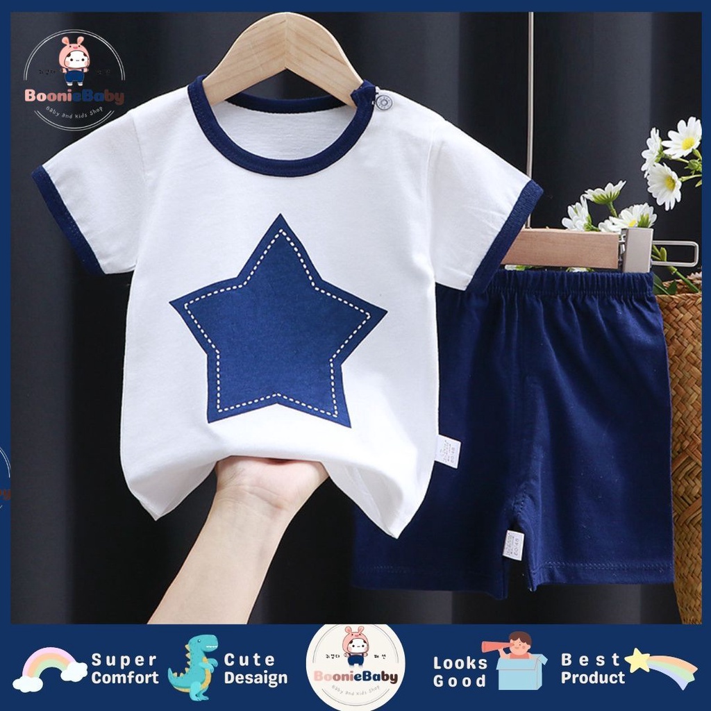 BOONIE BABY SETELAN BAJU BAYI LAKI-LAKI IMPORT UMUR 0-24 BULAN/SETELAN BAJU LENGAN PENDEK BAYI IMLEK