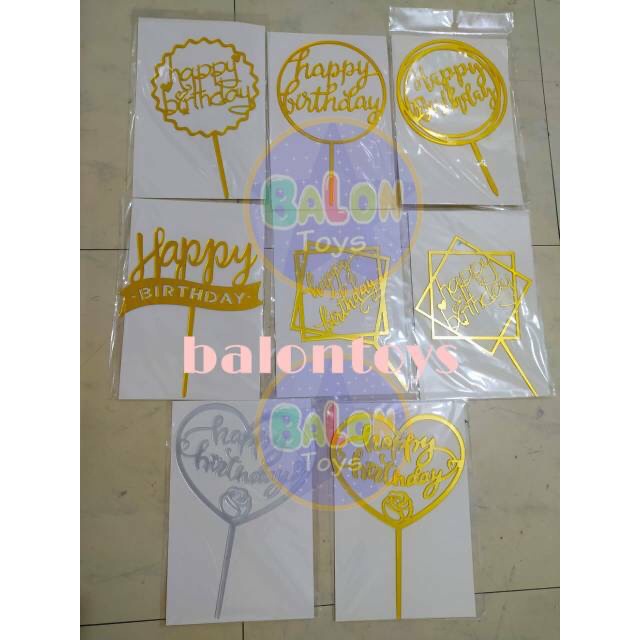 TOPPER ACRYLIC TULISAN HAPPY BIRTHDAY / TUSUKAN KUE ULANG TAHUN