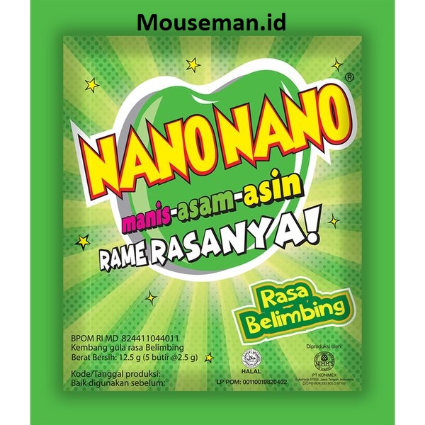 

Nano Nano manis asam asin rame rasanya Permen Manisan Buah - Netto 12.5 gr Rasa Belimbing