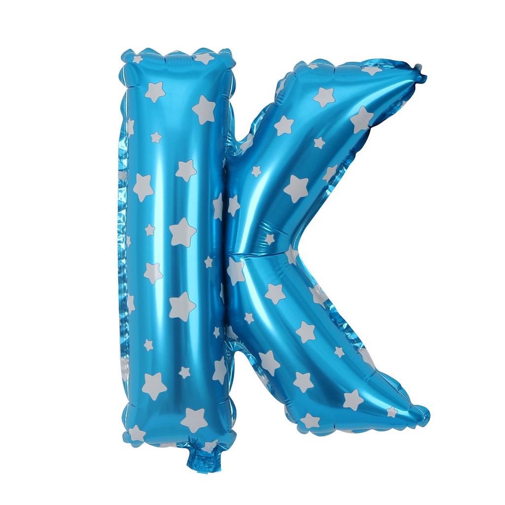 T&amp;Y Balon Foil Huruf Motif Bintang ±40cm Ballon Foil Abjad Alphabet Biru Star Balon Huruf Satuan ± 40 Cm Murah