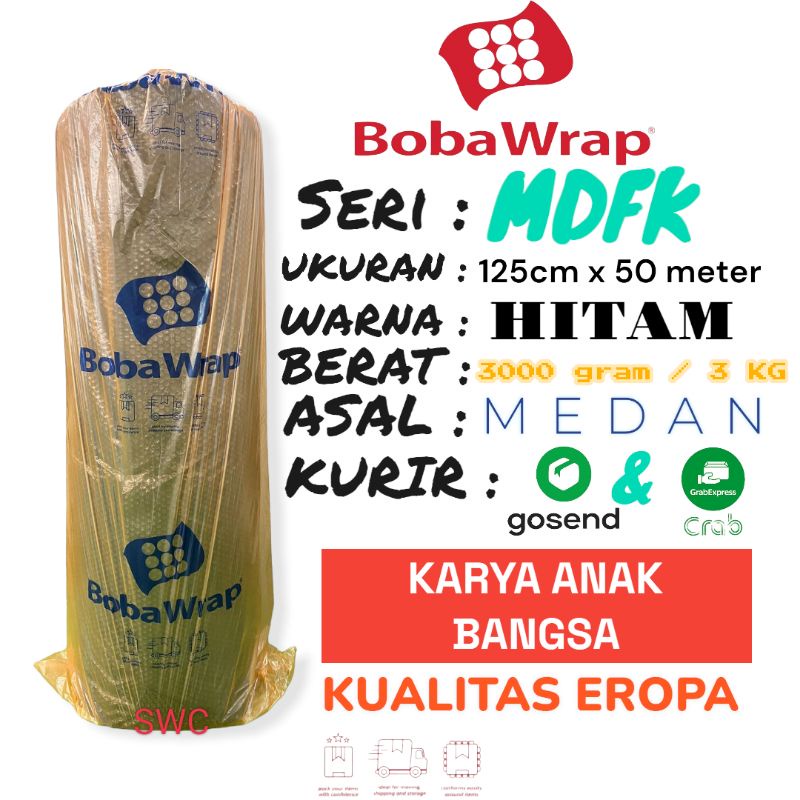 

BUBBLE WRAP BOBA WRAP SERI MDFK // 125CM X 53METER // WARNA : HITAM // bubble wrap //mtap