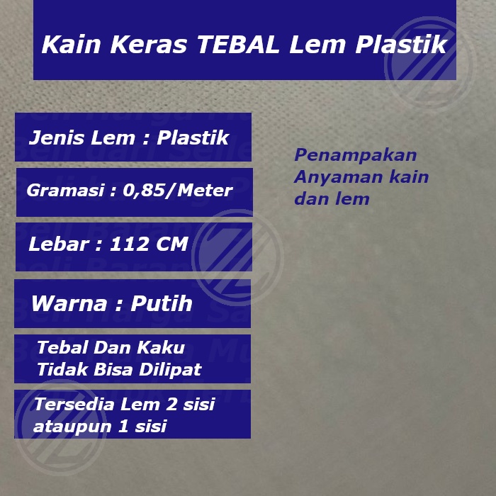 Kain Keras Interlining Woven TEBAL Jenis Lem Plastik