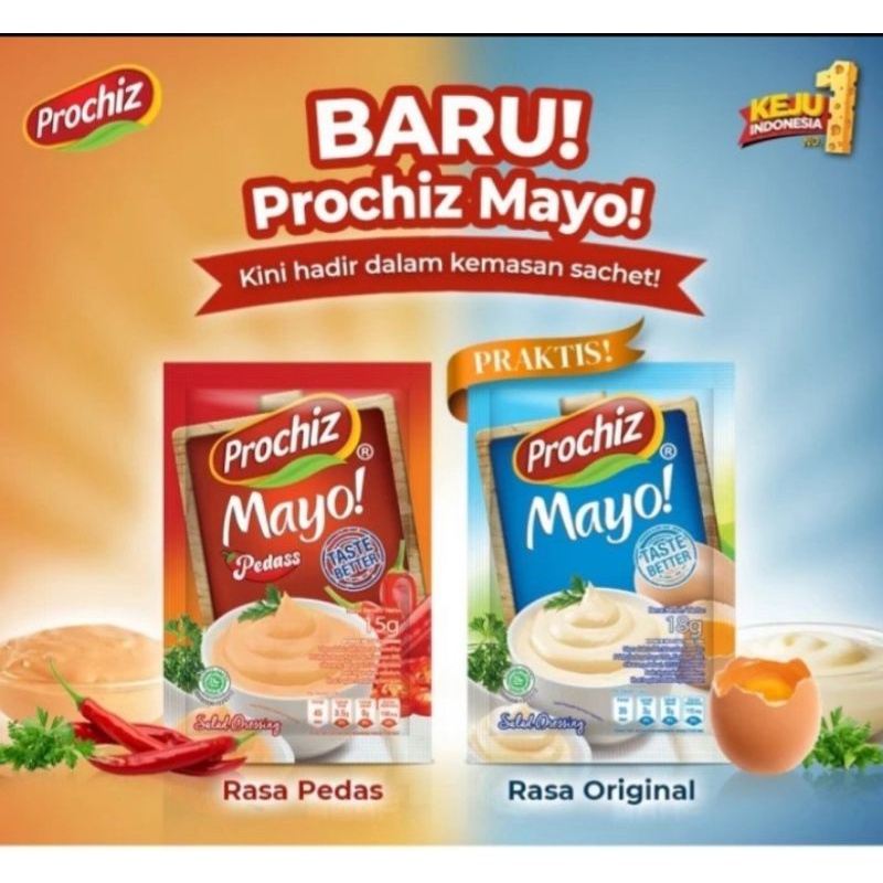 prochiz mayo salad dressing mayonaise pack 15gr sachet isi 10pc // prochiz mayo spicy sachet 15gr //