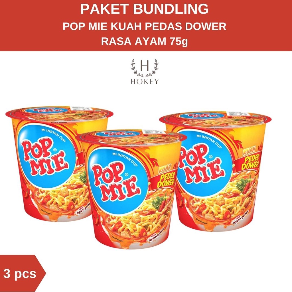 Pop Mie Kuah Rasa Pedas Dower 75g isi 3 bungkus