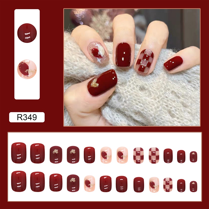 Koleksi Nail Art Tips Kuku Palsu Merah Imlek Kuku Palsu