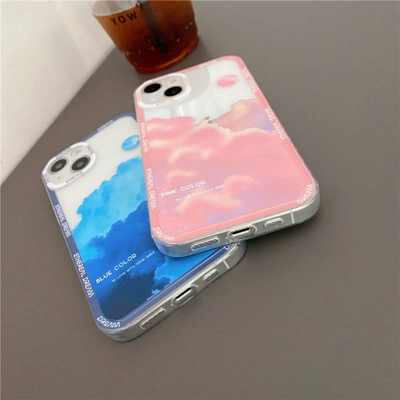 IPHONE Casing Ponsel Motif Awan Hutan Gunung Bening Untuk Iphone7 8 Plus11 12 13 Pro Max X XS Max XR SE2020 Cover Case Transparan