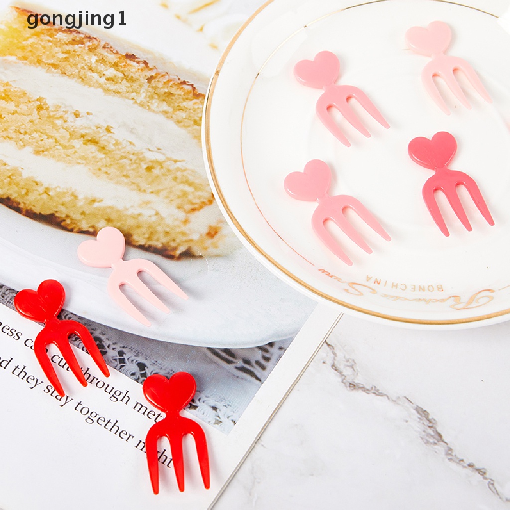 Ggg 6/12PCS Garpu Buah Mini Lucu Makanan Plastik Kartun Anak Kue Buah Tusuk Gigi ID