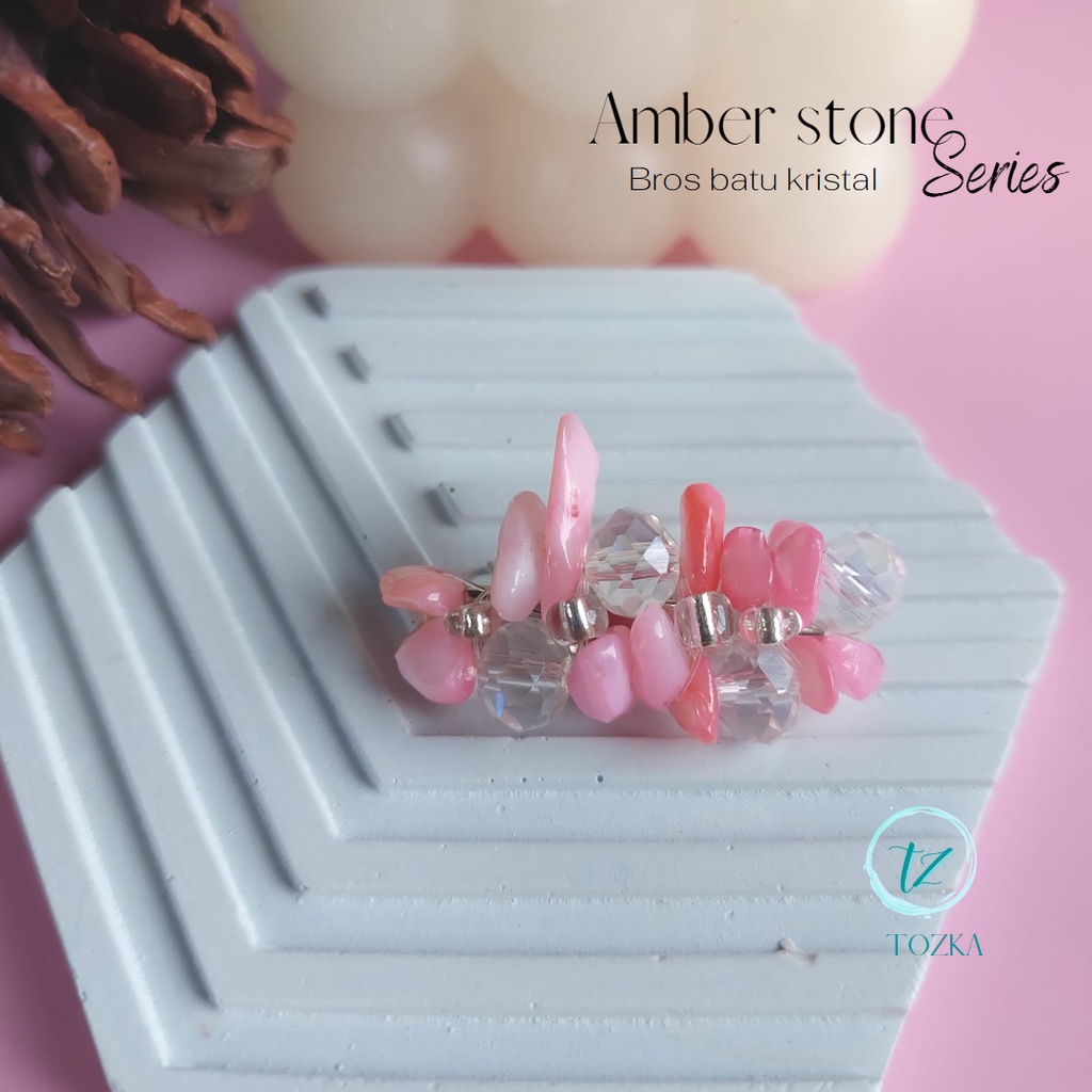 Bros batu AMBER STONE series I Peniti bros hijab