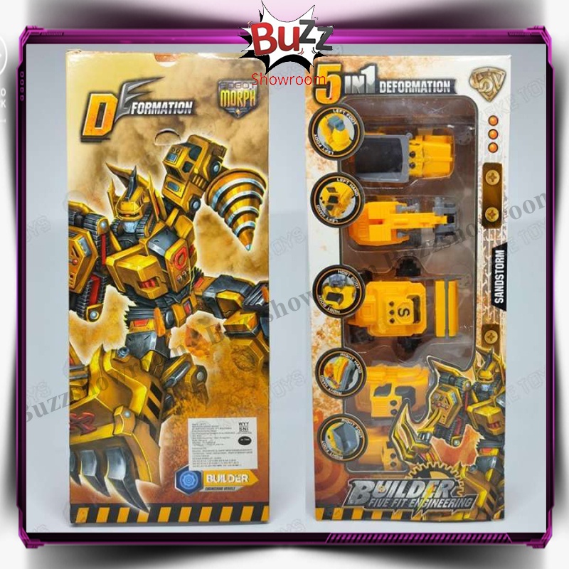 5in1 Deformation transform mainan mobil jadi robot Builder Five Fit Engineering