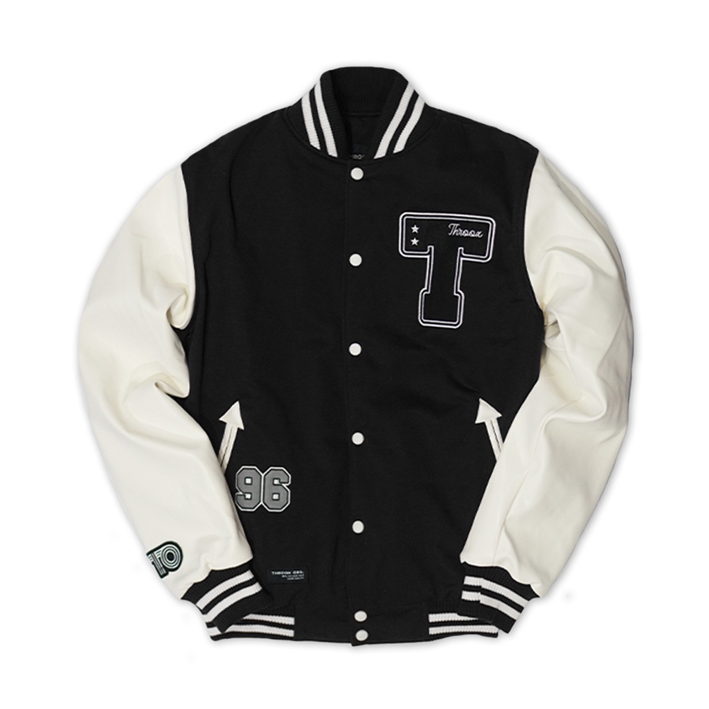Throox Bomber Varsity Jacket Hitam || THRX Grace Black