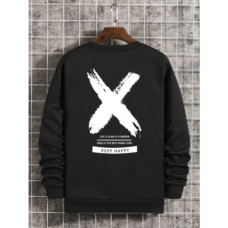 KEEP HAPPY Sweatshirt Basic II Sweater Crewneck Print DTF II Sz M - XL Anak &amp; Dewasa ( Pria &amp; Wanita )