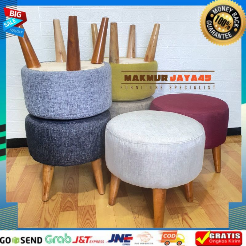 KANVAS - STOOL BULAT POLOS / PUFF / SOFA STOOL KOTAK MINIMALIS