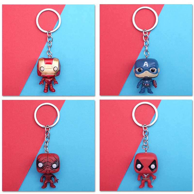 8 Pcs 6 Pcs 4 Pcs Anime The Avengers Gantungan Kunci Ironman Spider Man Hulk Deadpool Figure Boneka Liontin Keyring Untuk Festival