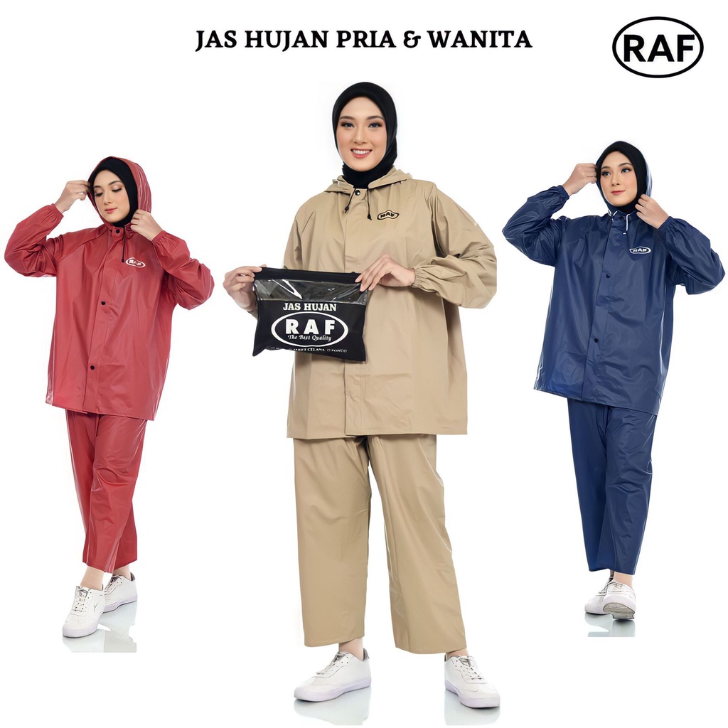 Jual Raf Jas Hujan Pria Wanita Setelan Baju dan Celana Kain Tebal