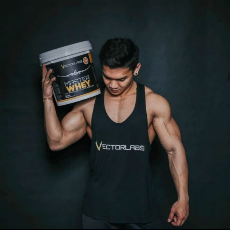 SINGLET VECTORLABS GYM OLAHRAGA FITNESS LARI CROSSFIT TANKTOP MEN PRIA